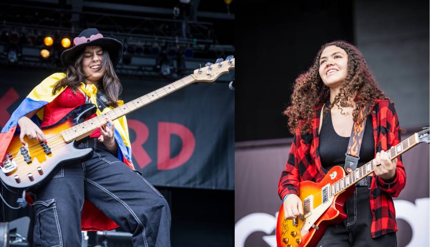 Girls playing guitars